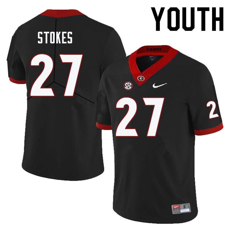Youth #27 Eric Stokes Georgia Bulldogs College Football Jerseys-Black - Click Image to Close